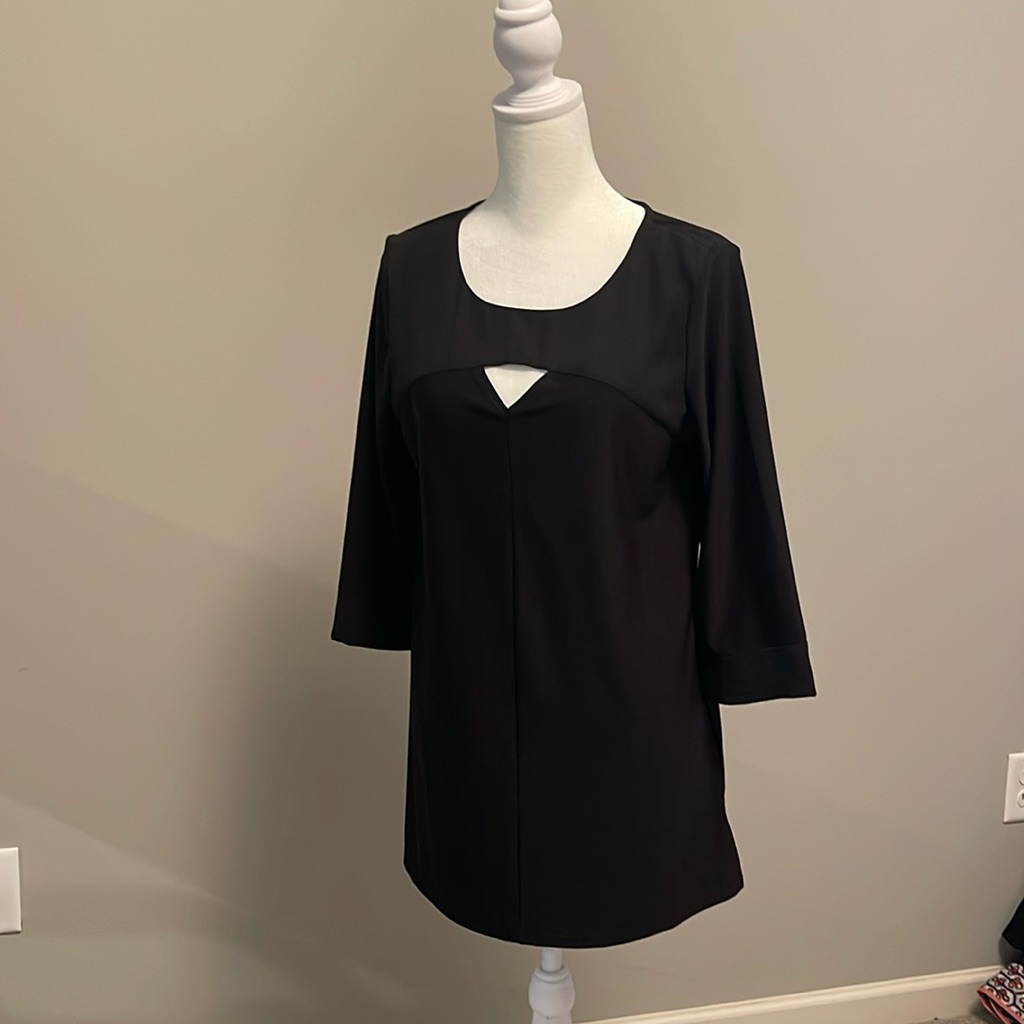 Tribal Black 3/4 Long Sleeve Shirt With Key Hole Size Xs